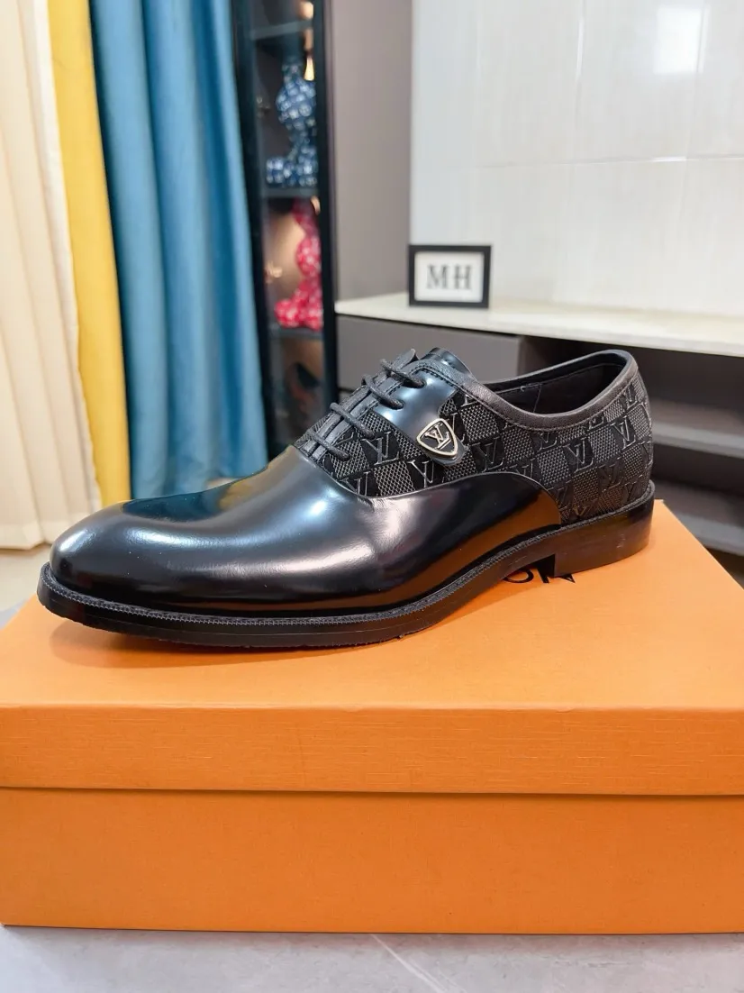 Men's men's shoes 💰520🌸🌸【LV Louis Vuitton】~ New product 🆕High-end original men's 🚹Business casual leather shoes, made of original cowhide open-edge bead fabric➕comfortable and soft cowhide lining➕cowhide insole, original LOGO rubber non-slip outsole. Code number: 38-44
